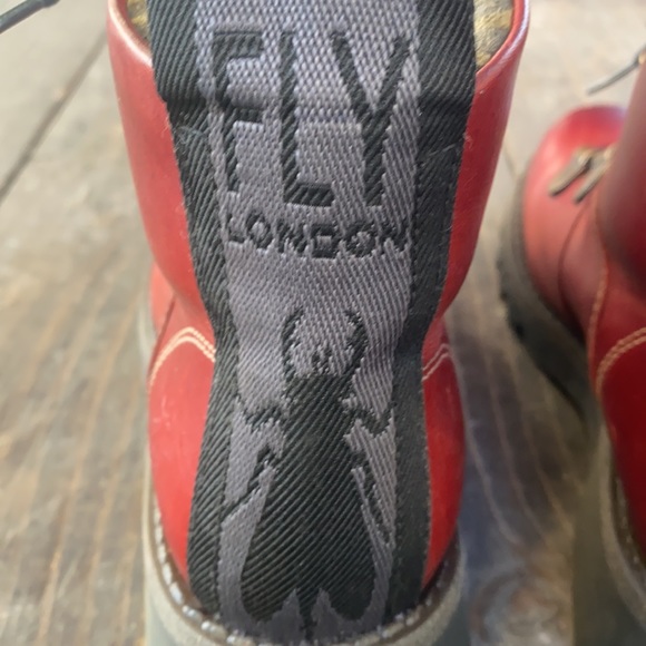 Fly London Roji Leather Lace Up Ankle Boots, Red - Picture 9 of 16